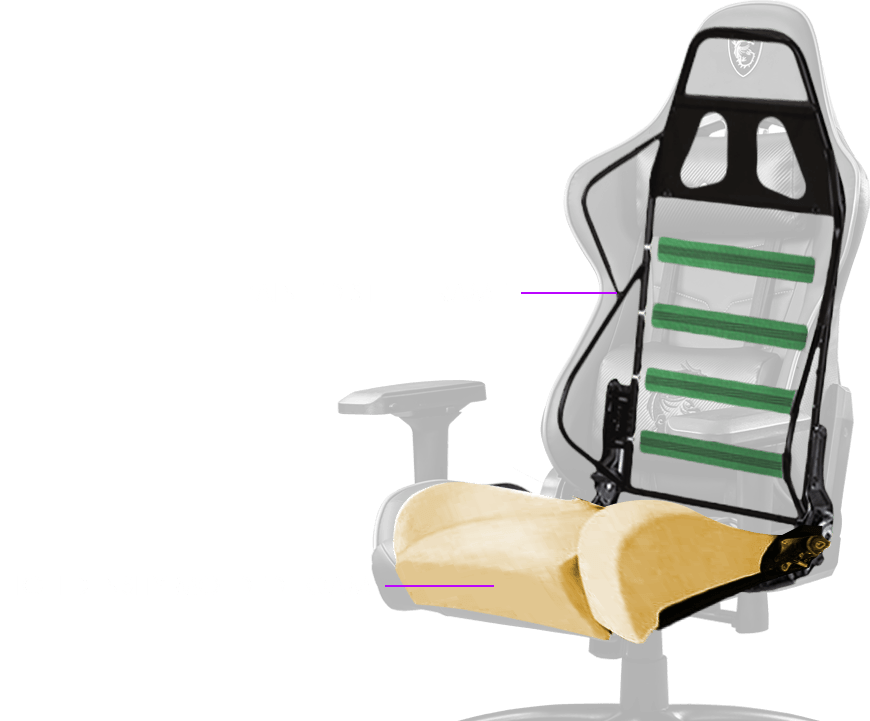 Steel frame with molded foam