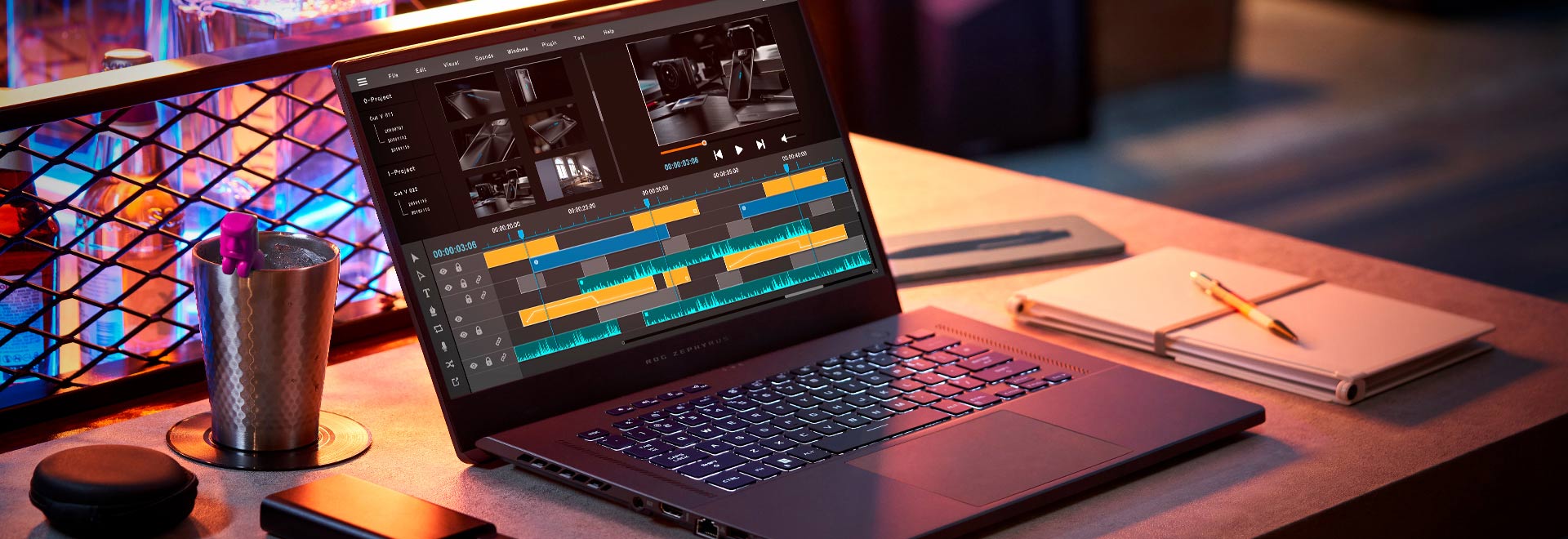Image du Zephyrus G15 en scénario de travail