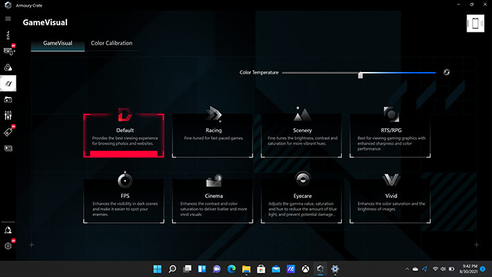Interface utilisateur de GameVisual