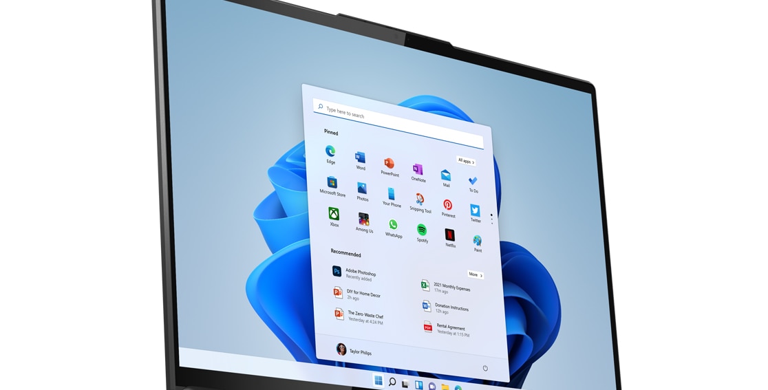Yoga 7i Gen 7 (16'' Intel) avec écran LCD jusqu’à 2.5K et affichant Windows 11