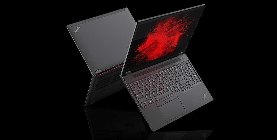 Left-side view of ThinkPad P16s mobile workstation, slightly opened, showing left-hand side and ports 