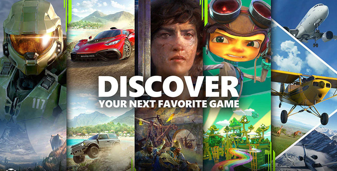 Bannière pour le Xbox Game Pass, disponible gratuitement pendant trois mois avec tous les portables Lenovo, dont le Lenovo Legion Pro 7 Gen 8 