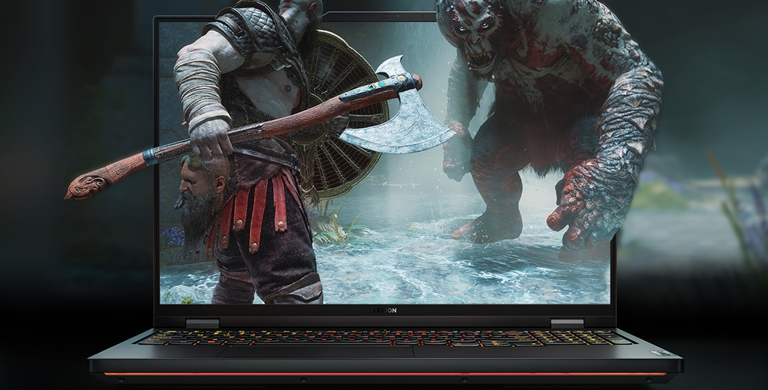 Vue de face du portable de gaming Lenovo Legion Pro 7 Gen 8 