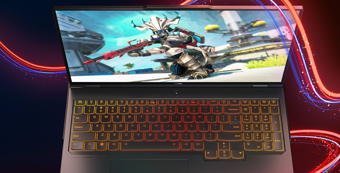 Vue de dessus du portable de gaming Lenovo Legion Pro 7 Gen 8 