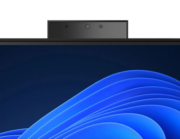 Gros plan sur la webcam du PC de bureau tout-en-un Lenovo ThinkCentre Neo 30a