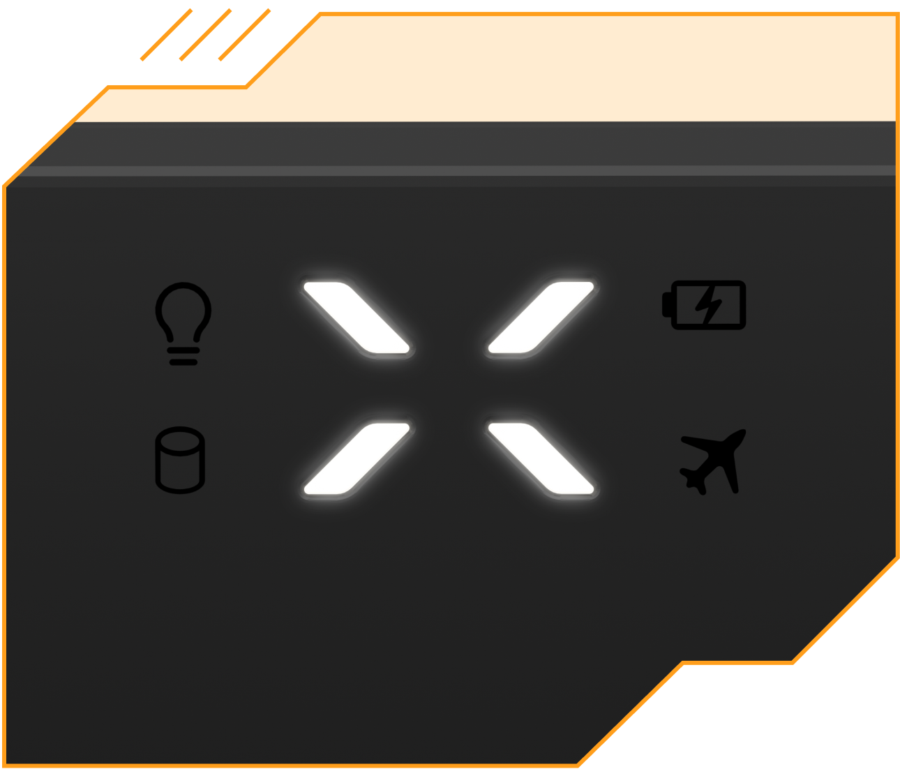 Gros plan sur les indicateurs à quatre voies.