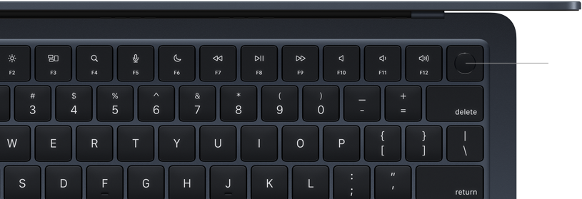 Clavier du MacBook Air avec Touch ID vu d'en haut
