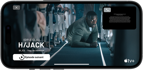 iPhone 15 diffusant la série Apple TV+ Hijack