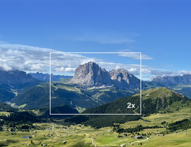 iPhone 15 avec appareil photo principal 48 mégapixels montrant le zoom 2x