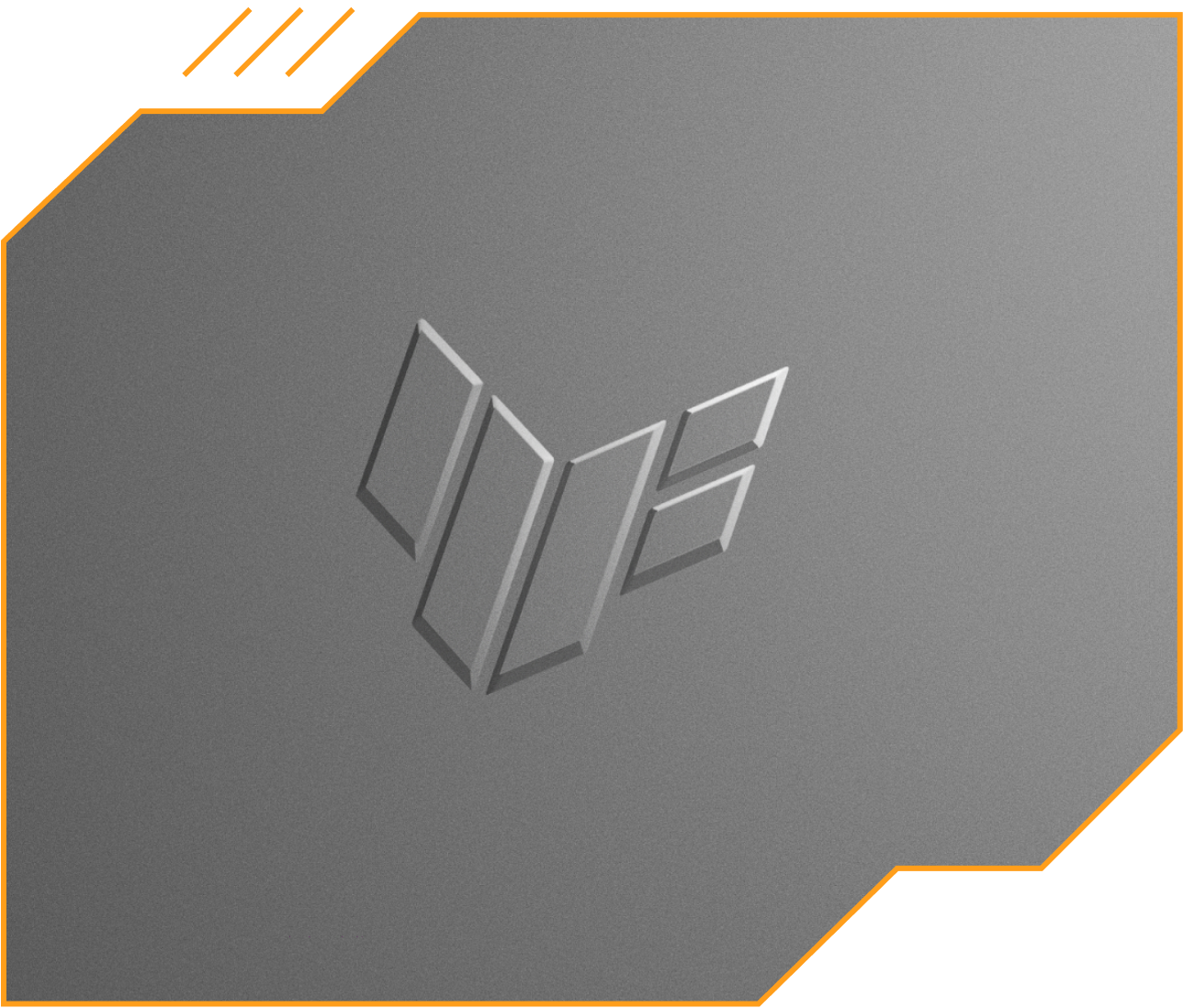 Vue rapprochée du logo TUF Gaming.