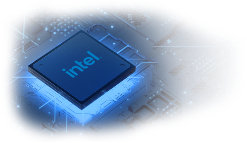 Rendu par un artiste d'un processeur de marque Intel®.