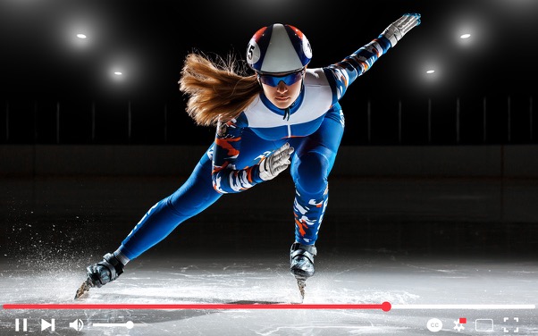 Une vidéo en direct d'une patineuse se dirigeant vers la caméra