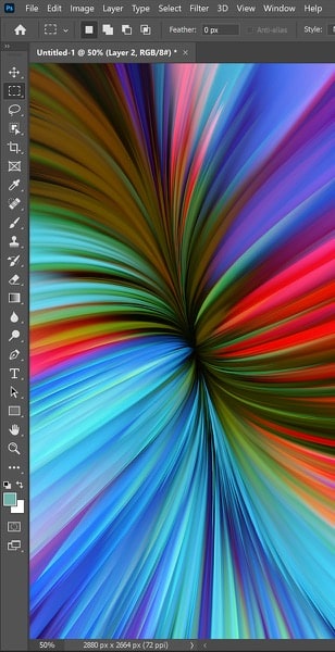 Un graphique abstrait aux couleurs vives dans une application de retouche photo