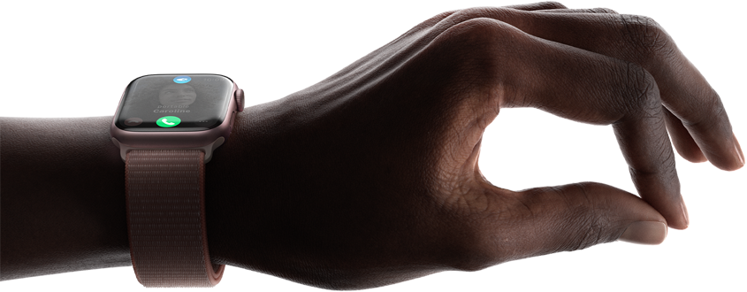 Pouce et index se touchant deux fois pour répondre à un appel, ouvrir une notification, passer au morceau d'après, et bien plus.