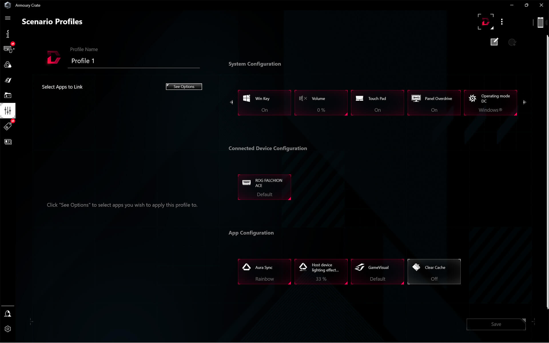 L'interface utilisateur montrant où les utilisateurs peuvent définir leurs propres préférences pour différents scénarios.
