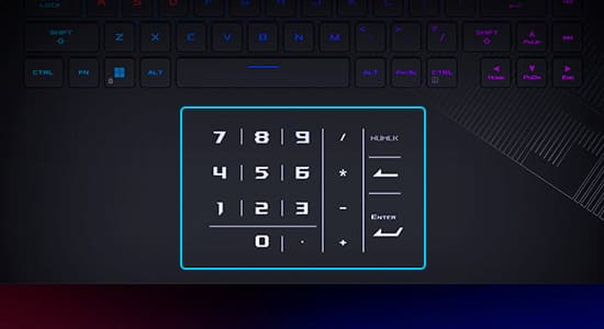La forme du pavé tactile du SCAR 16 est mise en évidence.