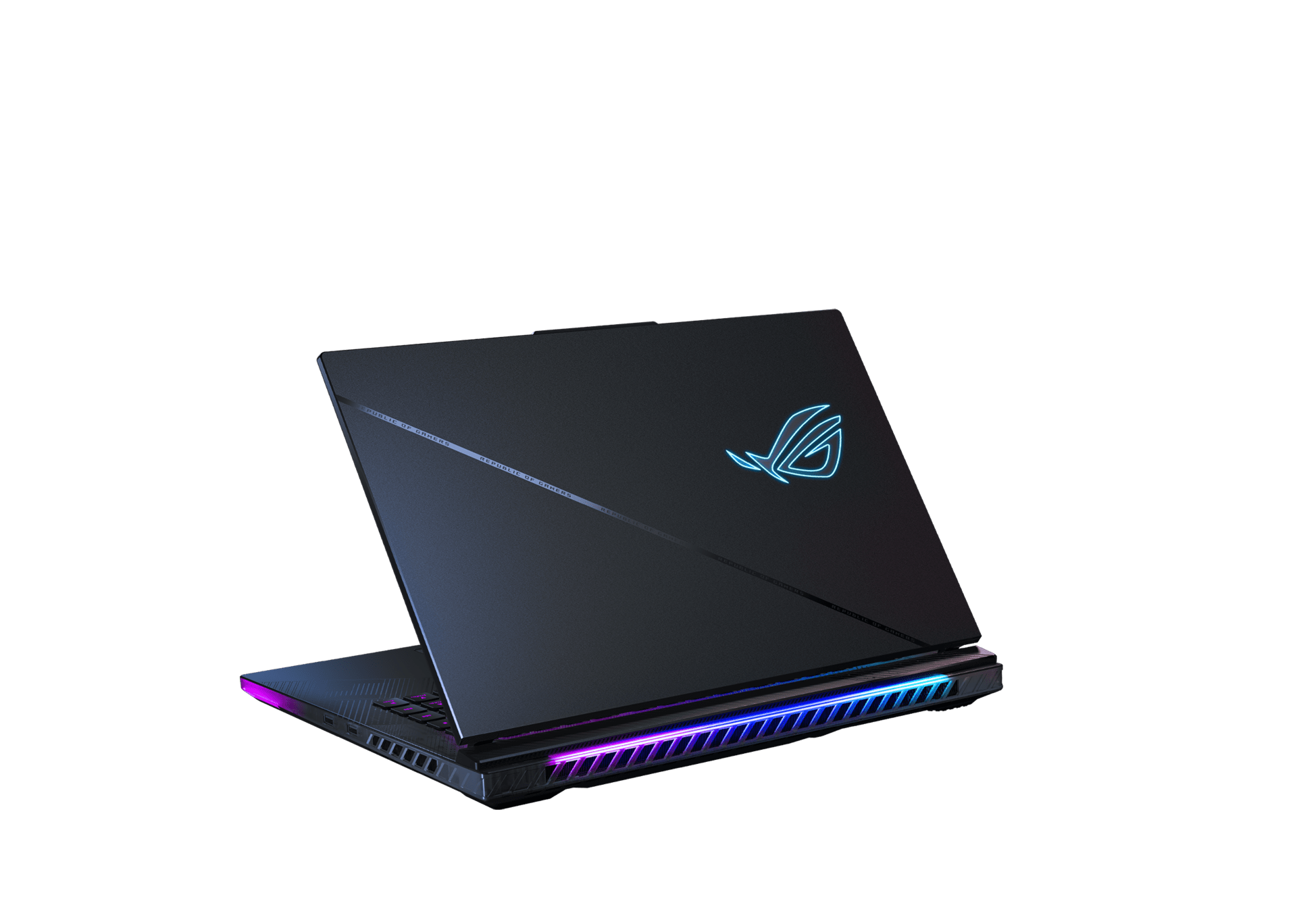 La face arrière du SCAR 16, mettant en valeur son design avec un éclairage RGB.