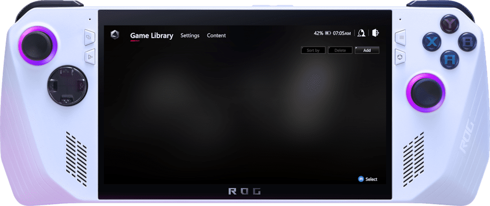 Le dessus de la ROG ALLY.