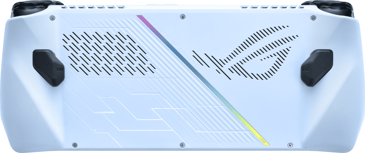 Vue arrière de la ROG Ally, avec tous les boutons identifiés.