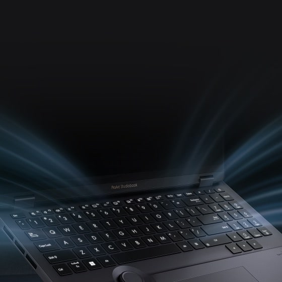 Un flux d'air frais est aspiré dans le clavier du ProArt Studiobook 16 OLED