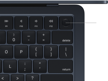 Clavier du MacBook Air avec Touch ID vu d'en haut