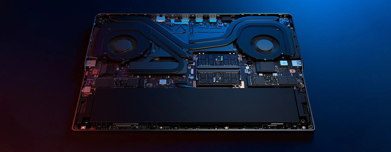 Legion Pro 5i Gen 9 bottom side view of the insides