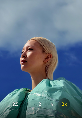 App Appareil photo de l’iPhone 17 Pro, zoom optique 0,5x, 1x, 2x, 4x et 8x, le zoom 8x étant sélectionné