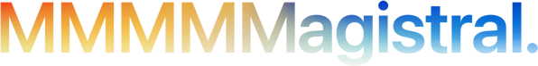 Accroche MMMMMagistral. avec 5 « M », dégradé orange-bleu